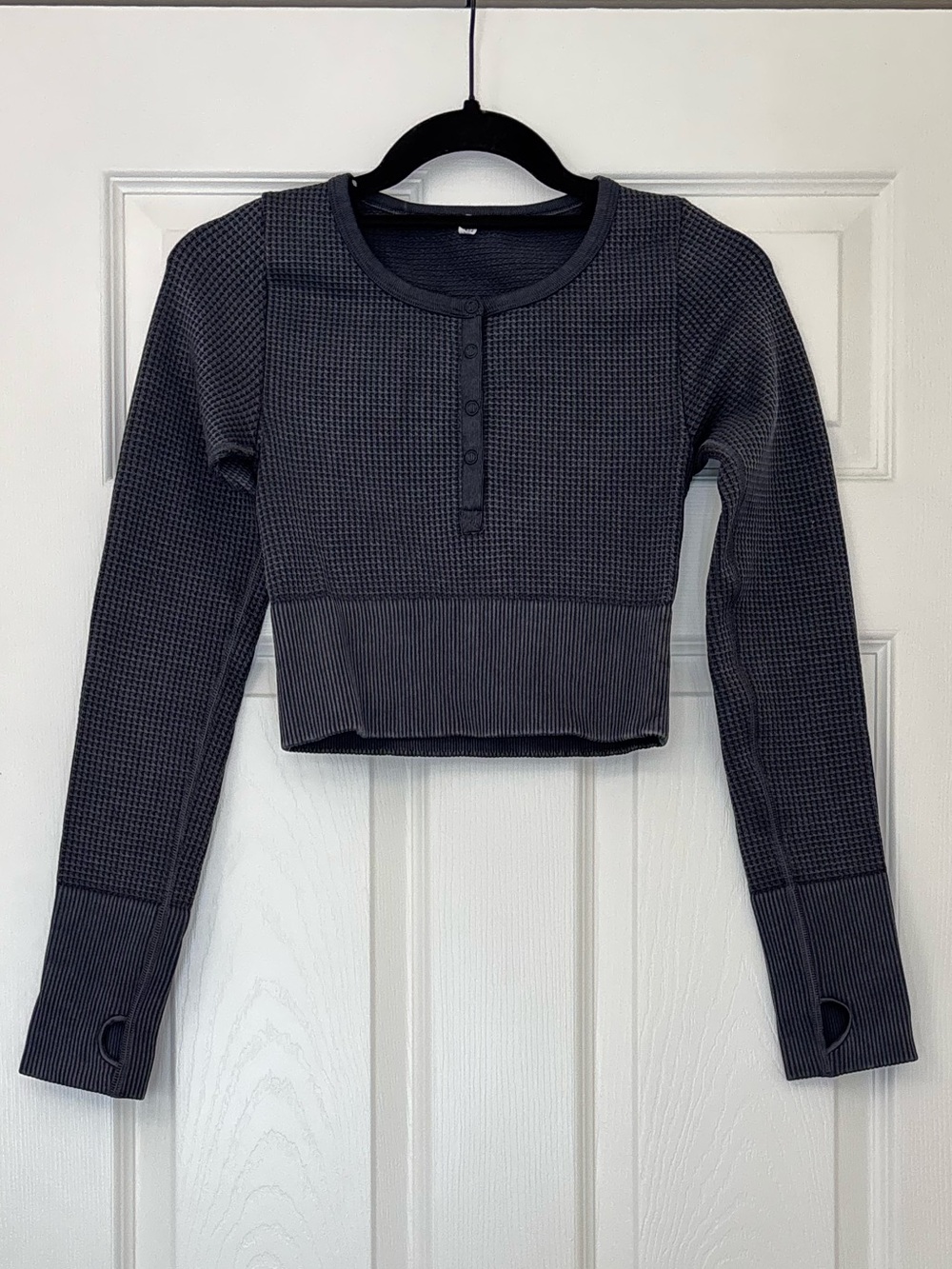 Offline by Aerie Main Squeeze Seamless Waffle Knit Long Sleeve Crop Top